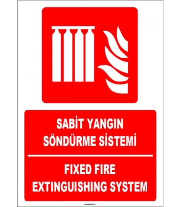 ZY1964 - ISO 7010 Türkçe İngilizce Sabit Yangın Söndürme Sistemi, Fixed Fire Extinguishing System