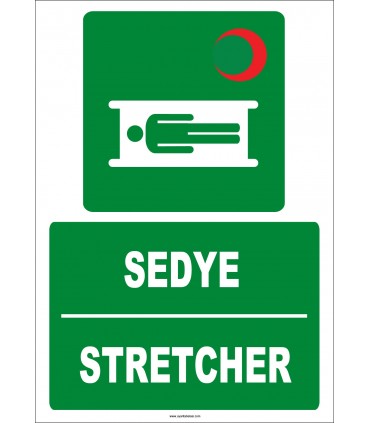 ZY2012 - ISO 7010 Türkçe İngilizce Sedye, Stretcher