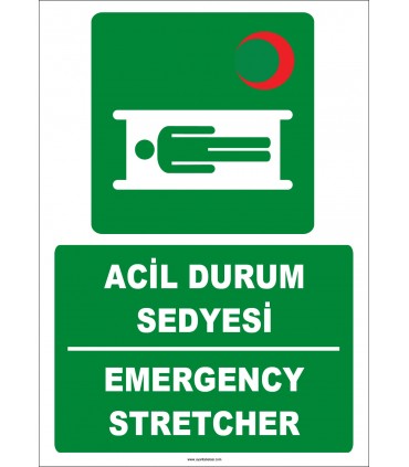 ZY2015 - ISO 7010 Türkçe İngilizce Acil Durum Sedyesi, Emergency Stretcher