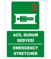 ZY2015 - ISO 7010 Türkçe İngilizce Acil Durum Sedyesi, Emergency Stretcher
