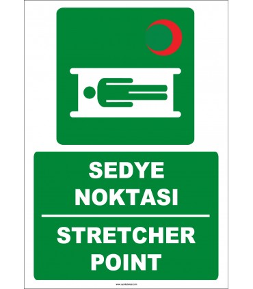 ZY2019 - ISO 7010 Türkçe İngilizce Sedye Noktası, Stretcher Point
