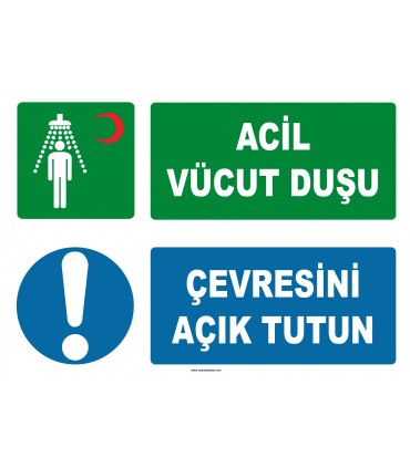 ZY2033 - ISO 7010 Acil Vücut Duşu, Çevresini Açık Tutun