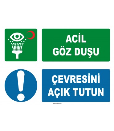 ZY2035 - ISO 7010 Acil Göz Duşu, Çevresini Açık Tutun