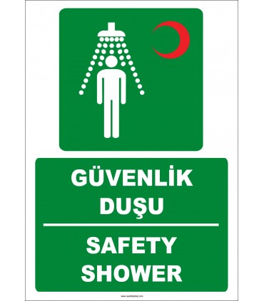 ZY2040 - ISO 7010 Türkçe İngilizce Güvenlik Duşu, Safety Shower