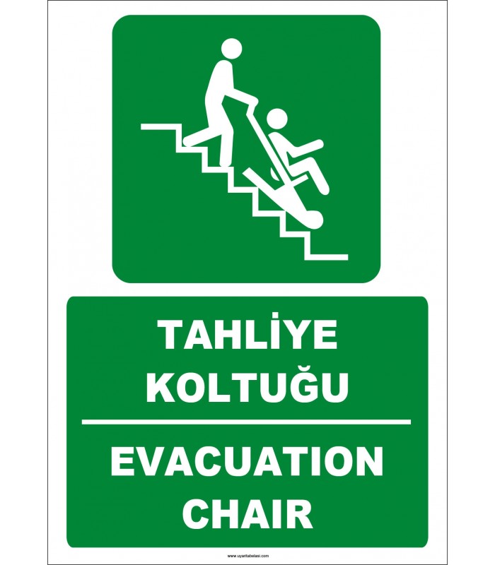 ZY2072 - ISO 7010 Türkçe İngilizce Tahliye Koltuğu, Evacuation Chair