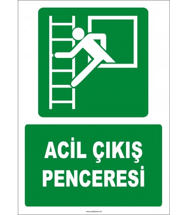 ZY2054 - ISO 7010 Acil Çıkış Penceresi, Yangın Merdivenine Çıkış