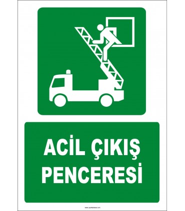 ZY2055 - ISO 7010 Acil Çıkış Penceresi, İtfaiye Merdivenine Çıkış