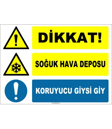 ZY2135 - ISO 7010 Dikkat! Soğuk Hava Deposu, Koruyucu Giysi Giy