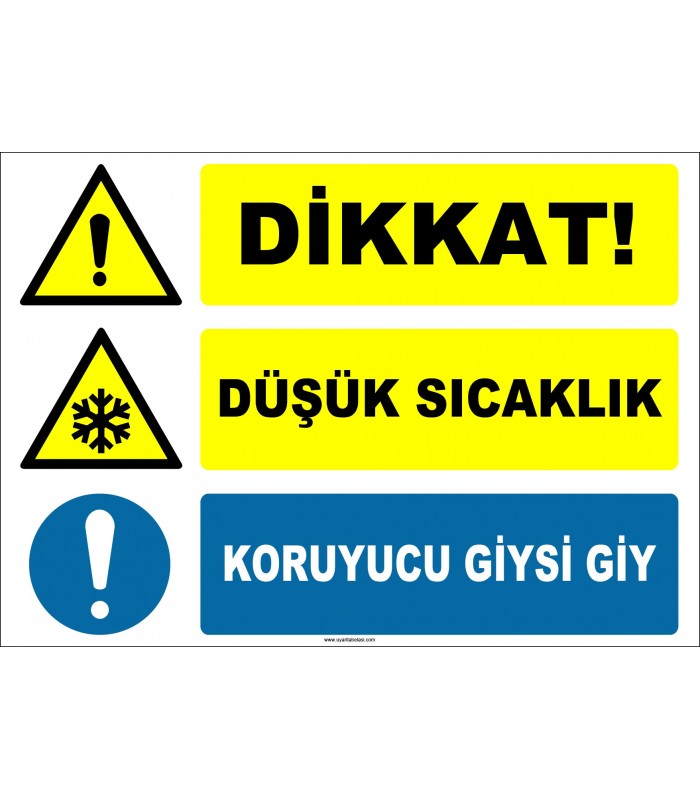 ZY2133 - ISO 7010 Dikkat! Düşük Sıcaklık, Koruyucu Giysi Giy