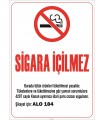 ZY2234 - Sigara İçilmez, 4207 Sayılı Kanun Gereği Asılması Zorunlu Yasal Uyarı Levhası, Şikayet için Alo 184