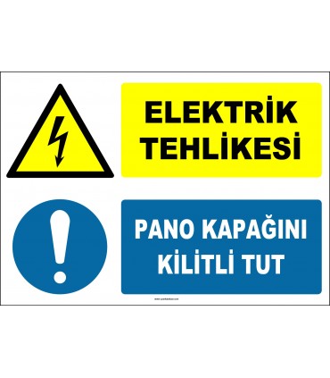 ZY2244 - ISO 7010 Elektrik Tehlikesi, Pano Kapağını Kilitli Tut