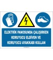 ZY2258 - ISO 7010 Elektrik Panosunda Çalışırken Koruyucu Eldiven ve Koruyucu Ayakkabı Kullan