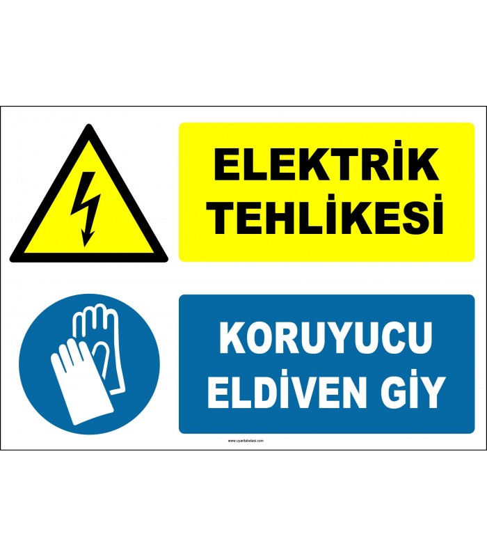 ZY2262 - ISO 7010 Elektrik Tehlikesi, Koruyucu Eldiven Giy