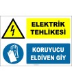 ZY2262 - ISO 7010 Elektrik Tehlikesi, Koruyucu Eldiven Giy