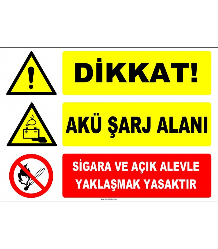ZY2299 - Dikkat! Akü Şarj Alanı, Sigara ve Açık Alevle Yaklaşmak Yasaktır