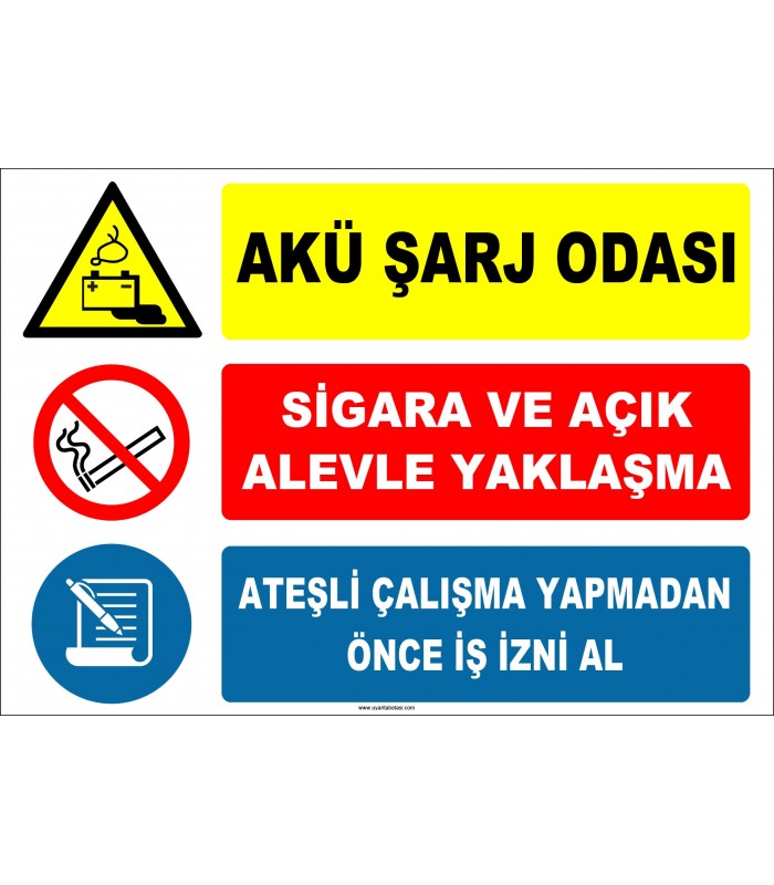 ZY2300 - Akü Şarj Odası, Sigara ve Açık Alevle Yaklaşma, Ateşli Çalışma Yapmadan Önce İş İzni Al