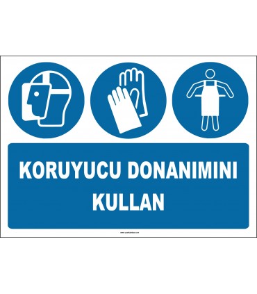 ZY2330 - ISO 7010 Koruyucu Donanımını Kullan (Yüz Siperi, Eldiven, Önlük)