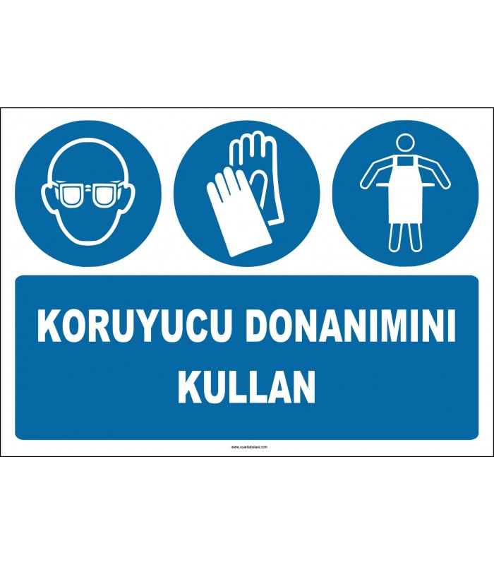 ZY2331 - ISO 7010 Koruyucu Donanımını Kullan (Gözlük, Eldiven, Önlük)