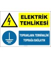 ZY2337 - ISO 7010 Elektrik Tehlikesi, Topraklama Terminalini Toprağa Bağlayın