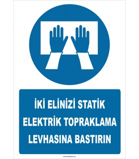 ZY2345 - İki Elinizi Statik Elektrik Topraklama Levhasına Bastırın