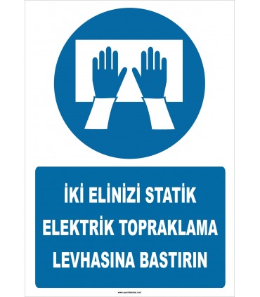ZY2345 - İki Elinizi Statik Elektrik Topraklama Levhasına Bastırın