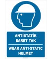 ZY2387 - ISO 7010 Türkçe İngilizce Antistatik Baret Tak, Wear Antistatic Helmet