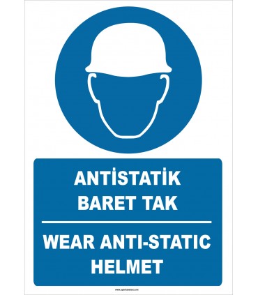 ZY2389 - Türkçe İngilizce Antistatik Baret Tak, Wear Antistatic Helmet