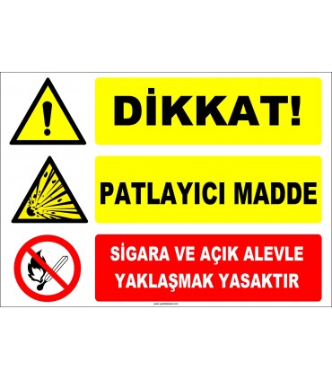 ZY2364 - Dikkat Patlayıcı Madde - Sigara ve Açık Alevle Yaklaşmak Yasaktır