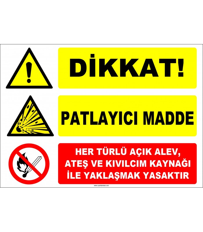 ZY2365 - Dikkat Patlayıcı Madde - Her Türlü Açık Alev, Ateş ve Kıvılcım Kaynağı İle Yaklaşmak Yasaktır