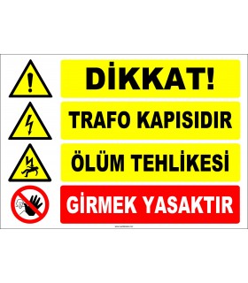 ZY2417 - Dikkat! Trafo Kapısıdır, Ölüm Tehlikesi, Girmek Yasaktır