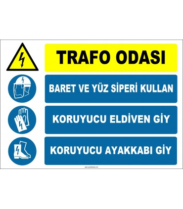 ZY2483 - Trafo Odası, Baret ve Yüz Siperi Kullan, Koruyucu Eldiven Giy, Koruyucu Ayakkabı Giy