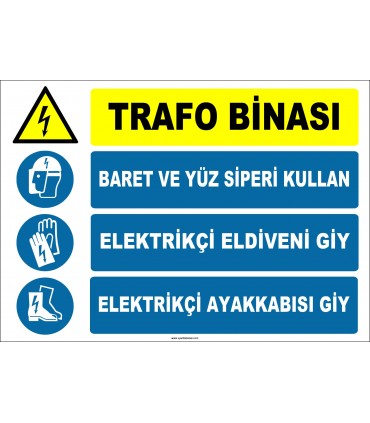 ZY2488 - Trafo Binası, Baret ve Yüz Siperi Kullan, Elektrikçi Eldiveni Giy, Elektrikçi Ayakkabısı Giy