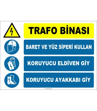 ZY2487 - Trafo Odası, Baret ve Yüz Siperi Kullan, Koruyucu Eldiven Giy, Koruyucu Ayakkabı Giy