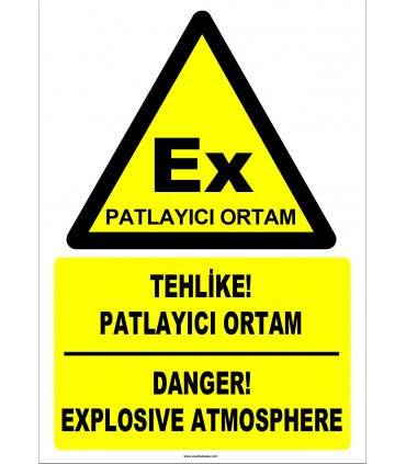 ZY2505 - Türkçe İngilizce Tehlike! Patlayıcı Ortam, Danger! Explosive Atmosphere