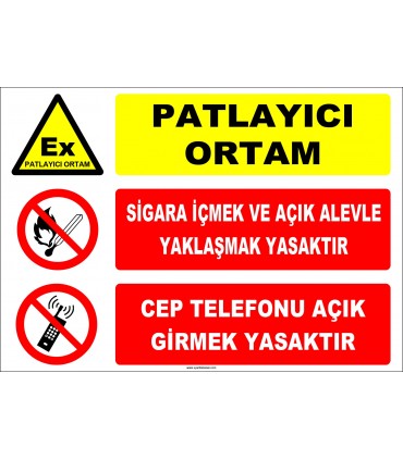 ZY2507 - Patlayıcı Ortam, Sigara İçmek ve Açık Alevle Yaklaşmak Yasaktır, Cep Telefonu Açık Girmek Yasaktır
