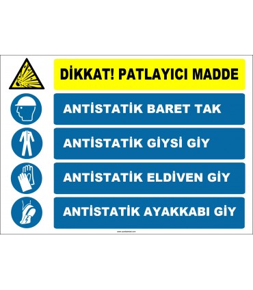 ZY2515 - Patlayıcı Madde, Antistatik Baret, Giysi, Eldiven, Ayakkabı Giy