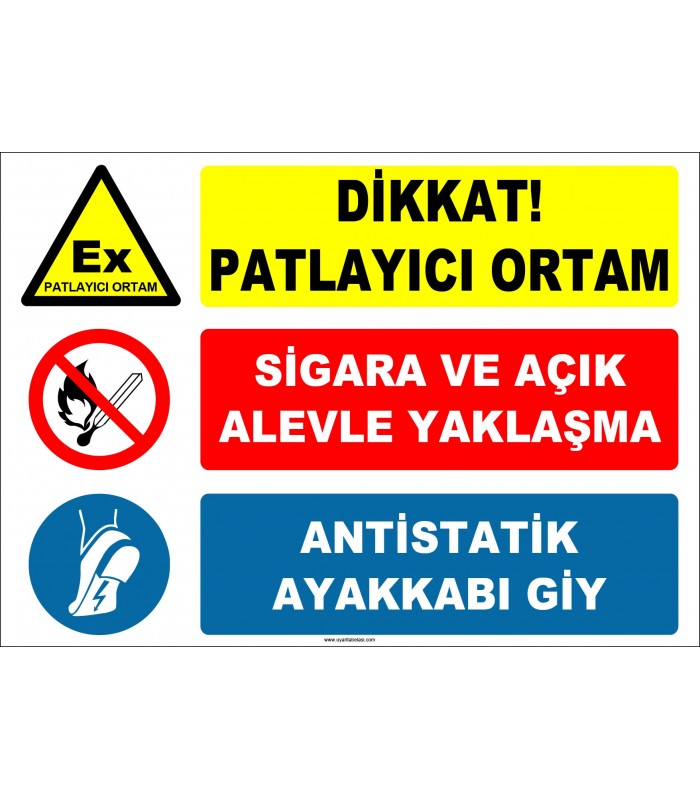ZY2517 - Dikkat! Patlayıcı Ortam, Sigara ve Açık Alevle Yaklaşma, Antistatik Ayakkabı Giy