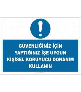 ZY2583 - Güvenliğiniz İçin Yaptığınız İşe Uygun Kişisel Koruyucu Donanım Kullanın