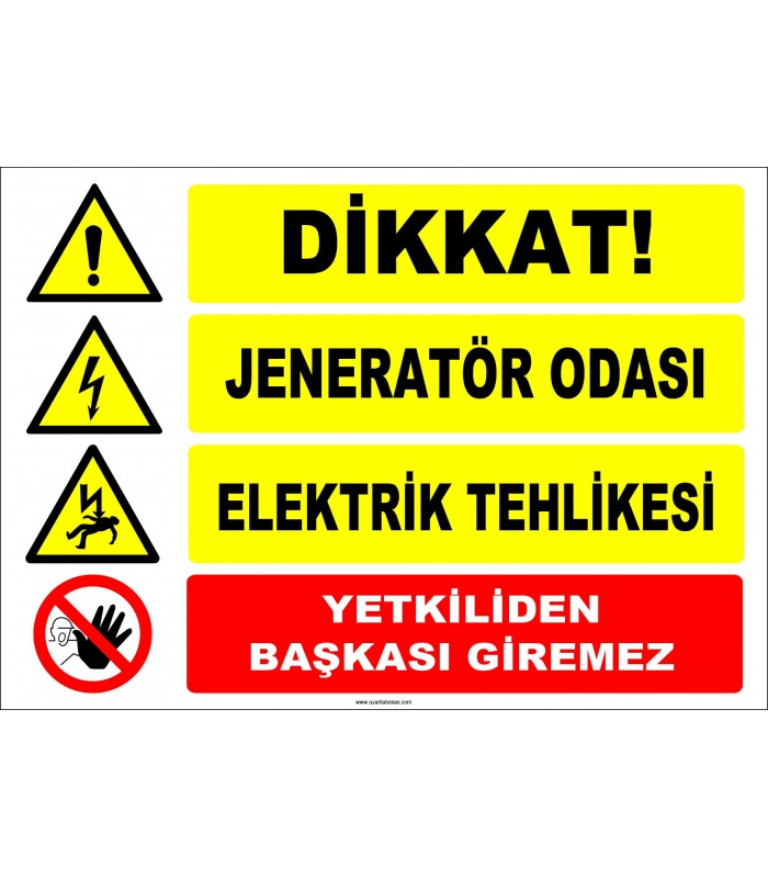 ZY2494 - Dikkat! Jeneratör Odası, Elektrik Tehlikesi, Yetkiliden Başkası Giremez