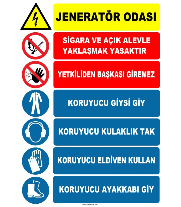 ZY2499 - Jeneratör Odası İkaz Levhası