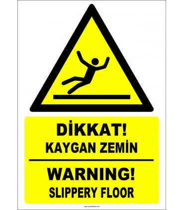 ZY2790 - Türkçe İngilizce Dikkat! Kaygan Zemin, Warning! Slippery Floor