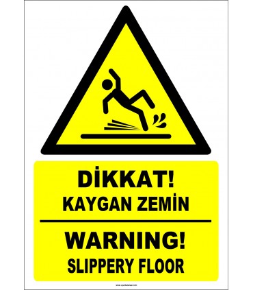 ZY2791 - Türkçe İngilizce Dikkat! Kaygan Zemin, Warning! Slippery Floor
