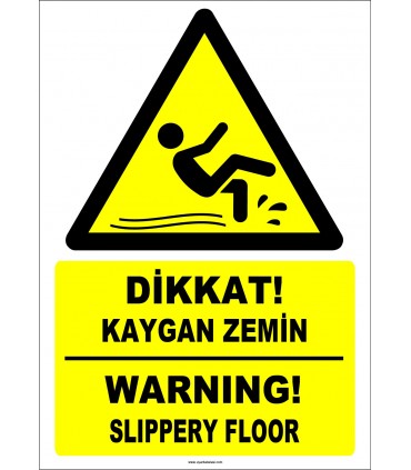 ZY2792 - Türkçe İngilizce Dikkat! Kaygan Zemin, Warning! Slippery Floor
