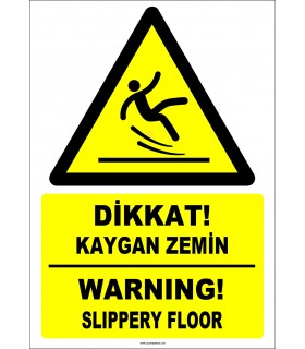ZY2793 - Türkçe İngilizce Dikkat! Kaygan Zemin, Warning! Slippery Floor