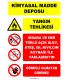 ZY2969 - Kimyasal Madde Deposu - Yangın Tehlikesi - Sigara, alev, ateş, ısı, kıvılcımla yaklaşmayın, görevli olmayan giremez