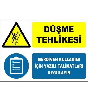 ZY3075 - Düşme Tehlikesi, Merdiven Kullanımı İçin Yazılı Talimatları Uygulayın