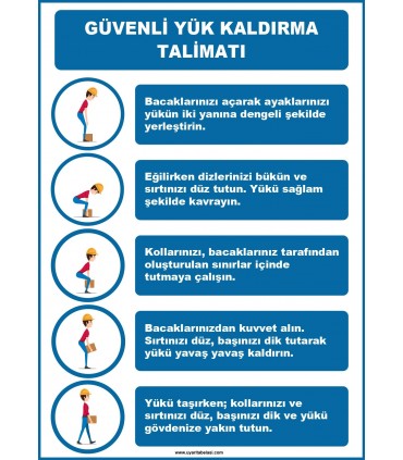 ZY3105 - Güvenli Yük Kaldırma Talimatı İkaz Levhası/Tabelası