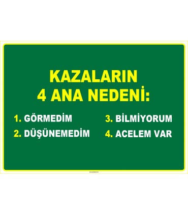 EF1099 - Kazaların 4 ana nedeni, Görmedim, Düşünemedim, Bilmiyorum, Acelem Var