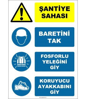 EF1140 - Şantiye Sahası, Baretini Tak, Fosforlu Yeleğini Giy, Koruyucu Ayakkabını Giy