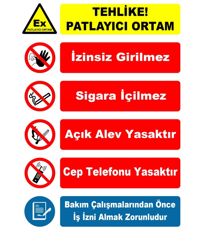 EF1200 - Tehlike! Patlayıcı Ortam Levhası